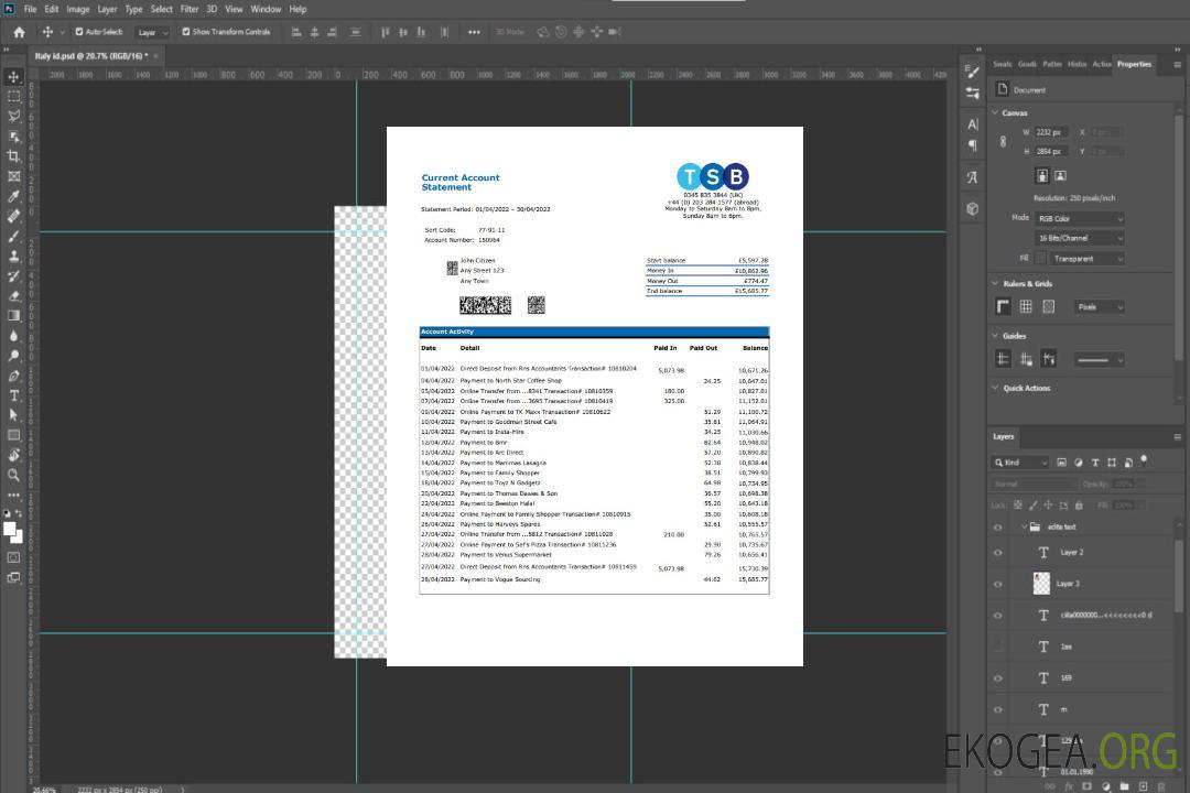 Relevé bancaire du TSB du Royaume-Uni, modèle Excel et PDF template Relevé bancaire du TSB du Royaume-Uni, modèle Excel et PDF template